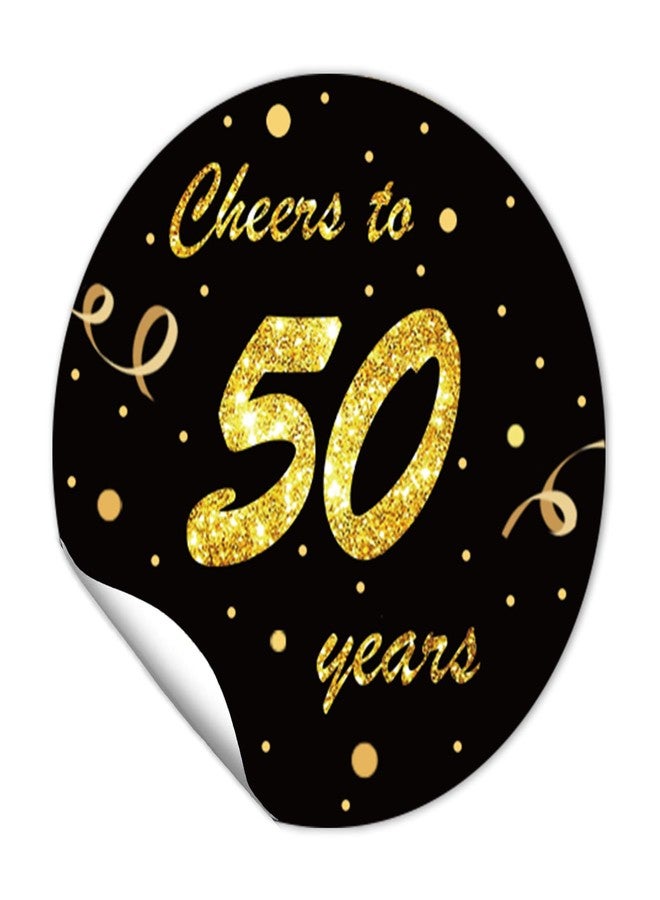 REWIDPARTY 1.5 Inch Round 50th Birthday Stickers（80 Pieces） Black Gold Cheers to 50 Years Stickers 50th Birthday Party Favor Stickers Adhesive Stickers 50th Anniversary Party Decorations Supplies - Image 1